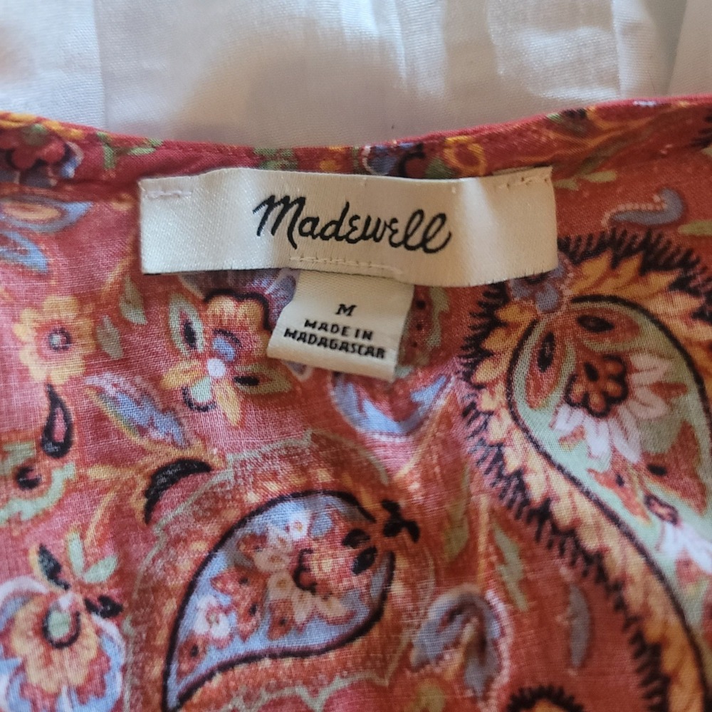 Madewell Paisley Print Peplum Top‎ Red Boho Festival Blouse Medium - Picture 7 of 7